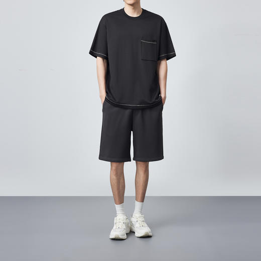 墨麦客男装双面针织圆领短袖男士2024夏季新款明线串缝上衣t恤男 商品图3