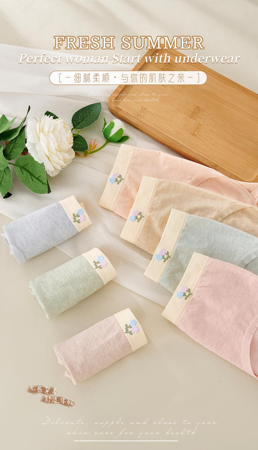 女士彩纱撞色竖纹提花无缝裸氨超薄内裤3264/3263/6302/3176 商品图5