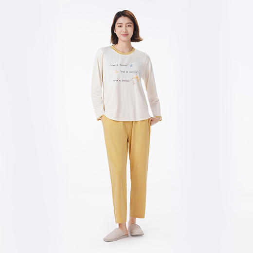 都市丽人睡衣生活家居长袖家居服26支CVC单面薄女士棉质套装LHT2N3 商品图1