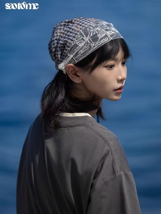 早乙女惠子saotome/STMMZ242123/田园文艺风甜美拼接肌理感蕾丝头巾帽 商品图3