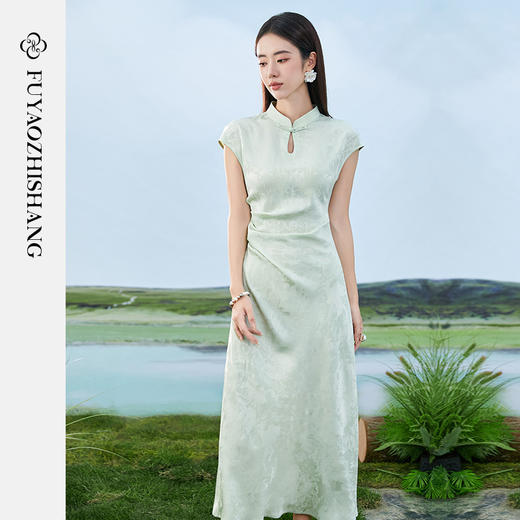 FUYAO扶摇 夏季女装新中式连衣裙醋酸提花裙子气质小香风旗袍女裙 商品图0