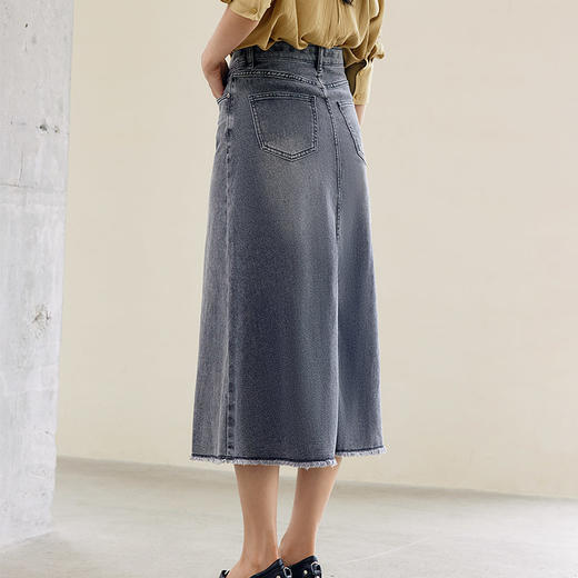 玳莎女2024年早秋新款百搭时尚斜门襟牛仔半裙 EC34301 商品图3