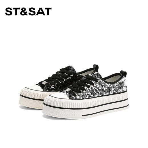 星期六时髦亮片厚底增高系带休闲鞋SSC11120FU 商品图5