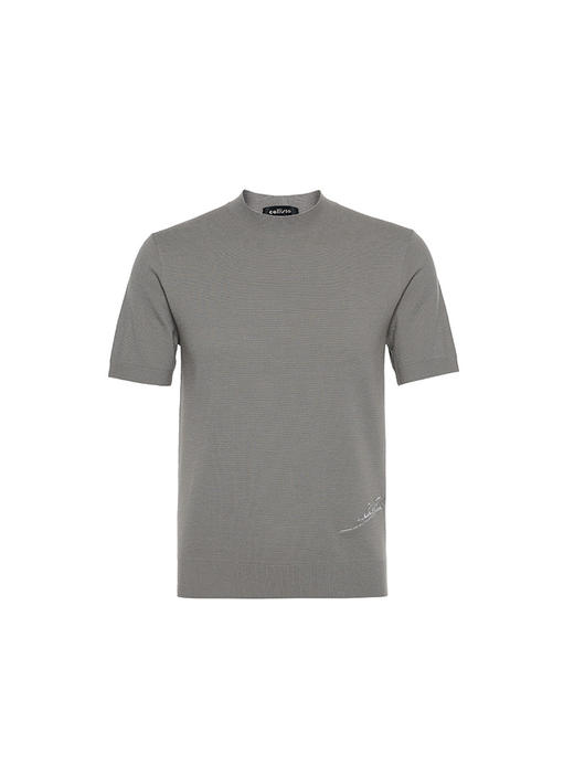 callisto浅灰羊毛混纺短袖毛衣 商品图0