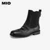 MIO米奥冬季圆头低跟复古休闲靴厚底牛皮革时髦切尔西靴女M245642905 商品缩略图1
