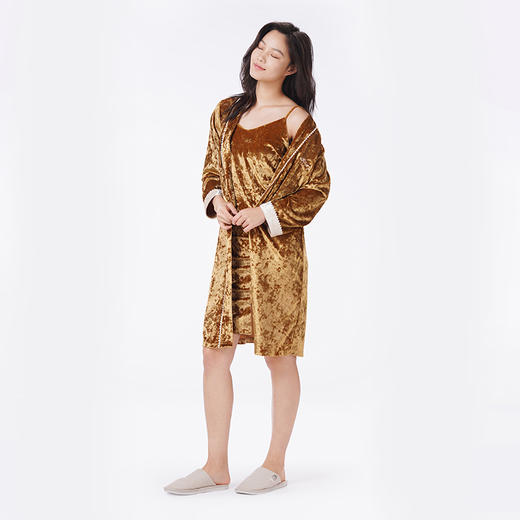 都市丽人睡衣生活家居两件套家居服钻石绒厚女士丝绒两件袍LHT4B2 商品图2