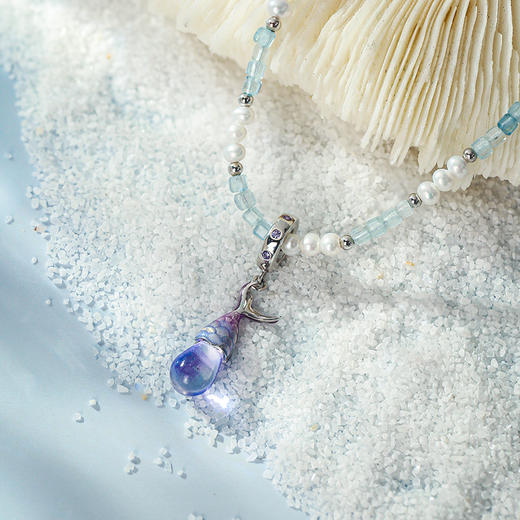 Manreya玛芮雅项链梦幻深海海蓝宝珍珠项链鲸鱼吊坠锁骨链个性时尚饰品 商品图6