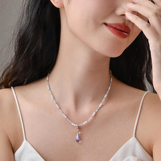 Manreya玛芮雅项链梦幻深海海蓝宝珍珠项链鲸鱼吊坠锁骨链个性时尚饰品 商品图3