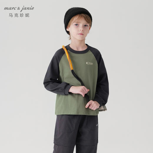 [山系户外]马克珍妮男女童纯棉拼色长袖T恤儿童春秋款上衣241177 商品图2