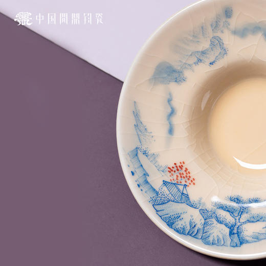 问鼎钧瓷鹅黄青花三才盖碗（影松峦峰）（缺货） 商品图3