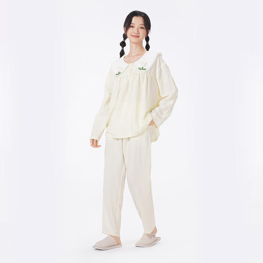 都市丽人睡衣好睡好眠长袖家居服软绵绵1.0薄女士软绵绵长袖长裤LHT2P4 商品图2
