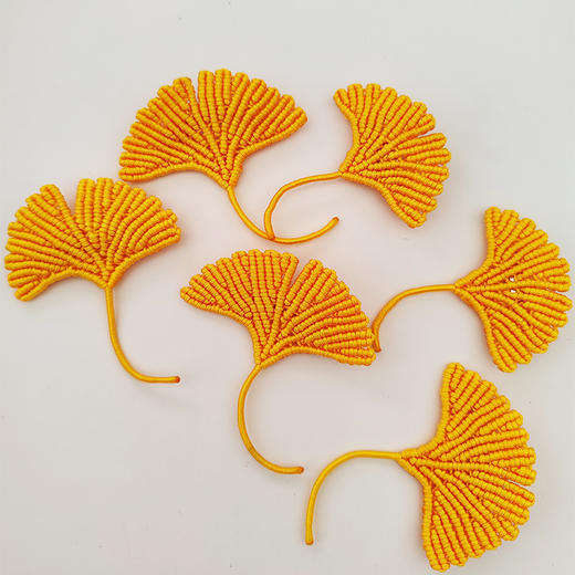 三生有幸（杏）银杏叶胸针纯手工编织 商品图0