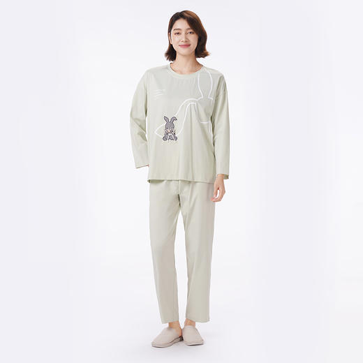 都市丽人睡衣生活家居长袖家居服26支CVC单面薄女士棉质套装LHT2L9 商品图1