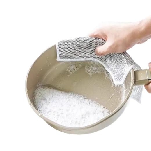 「10条装！抖音同款」银丝抹布双面钢丝洗碗布替代钢丝球厨房用品不沾油洗碗巾金属丝百洁布清洁工具 商品图3