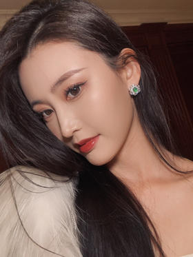 722-2烟花易冷 绿玉髓烟花耳钉不会