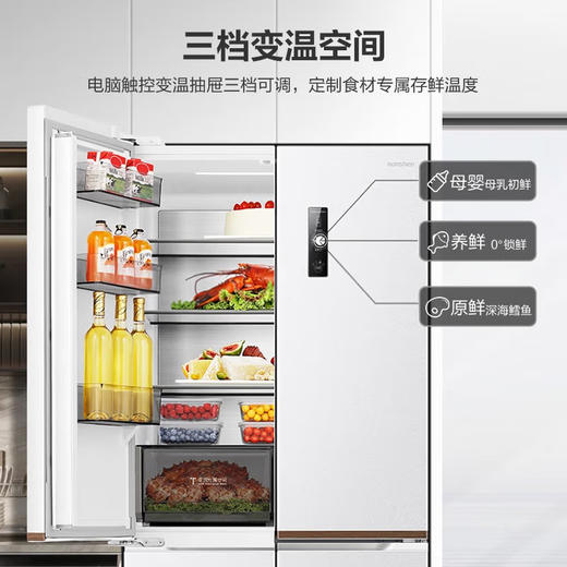 容声（202775
）503升超薄平嵌式十字双开门四开门超薄零嵌入大容量家用风冷变频电冰箱一级能效BCD-503WD1FPQ 朗月白 商品图2