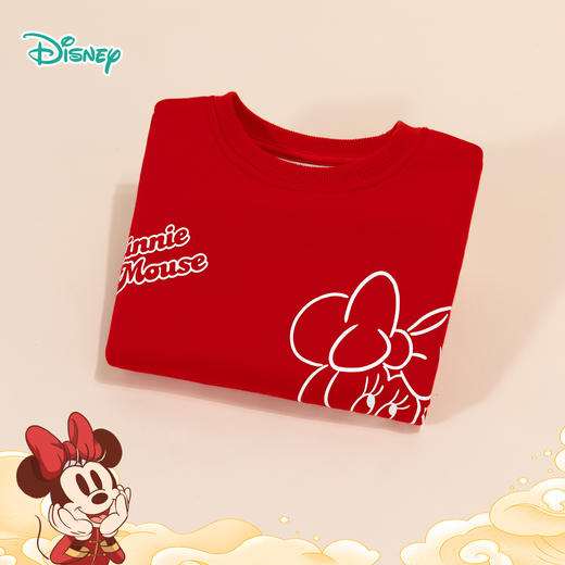 迪士尼童装秋季女童米妮印花卫衣宝宝宽松休闲套头上衣喜庆拜年服ZD3DS027 商品图3