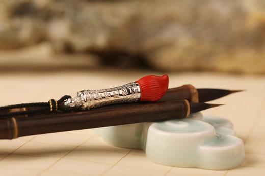 朱砂镶银文昌笔吊坠 商品图6