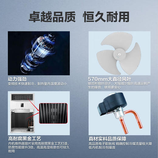 海尔10匹柜式空调中央空调10P柜机商用直流变频自清洁2级能效380V RFLDC280DXSAYC(G) 10匹 二级能效 冷暖变频柜裸机 商品图3