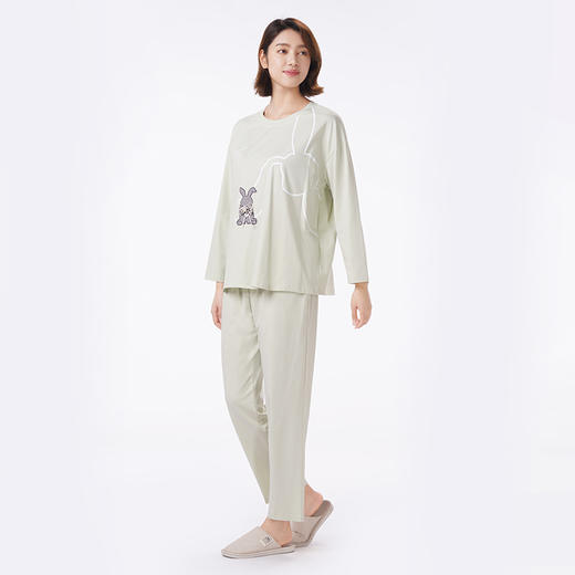 都市丽人睡衣生活家居长袖家居服26支CVC单面薄女士棉质套装LHT2L9 商品图2