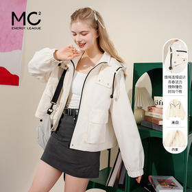 女装连帽封闭拉链大口袋短款外套-7007J4232201