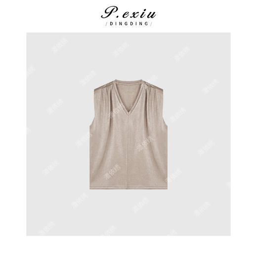 04-3潘依绣丁丁宠粉PanYiXiu/潘依绣【人鱼姬】天丝羊毛光泽感V领气质垫肩衬衫 SH98118 商品图1