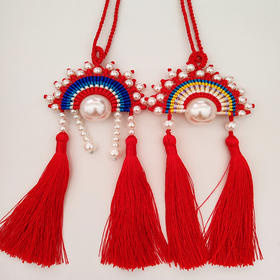 凤冠花嫁公益助残纯手工编织车挂家居饰品