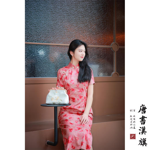 【朱槿】缎面印花改良旗袍优雅唯美新中式 商品图3