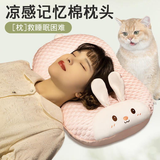【“枕”救睡眠困难！凉感记忆棉枕头】3D凉感豆豆 清凉透气 告别入睡闷热！头颈高度差 贴合颈部弧度，独立内胆方便拆洗，护颈椎睡眠记忆棉家用午睡枕Y 商品图2