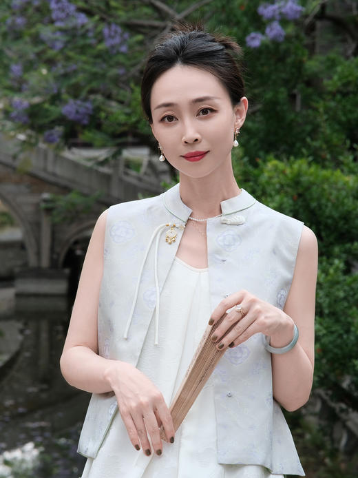 盛唐牡丹 |真丝异色罗对襟马甲 商品图0