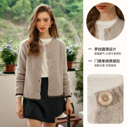 OLrain欧芮儿法式毛衣开衫女早秋2024新款慵懒软糯百搭针织衫外套 商品图2