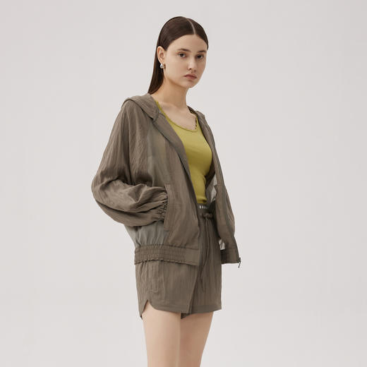 谜底运动休闲套装女士2024秋季新品连帽薄款外套+短裤243MTZ1167 商品图1