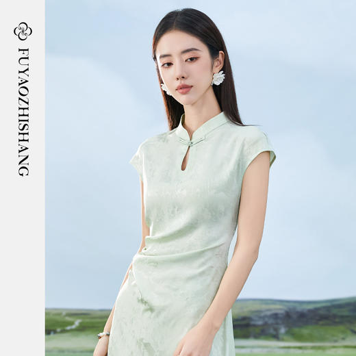 FUYAO扶摇 夏季女装新中式连衣裙醋酸提花裙子气质小香风旗袍女裙 商品图1