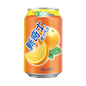 屈臣氏|新奇士橙汁汽水含果汁的碳酸饮料330ml*24罐整箱装（新老包装随机发）