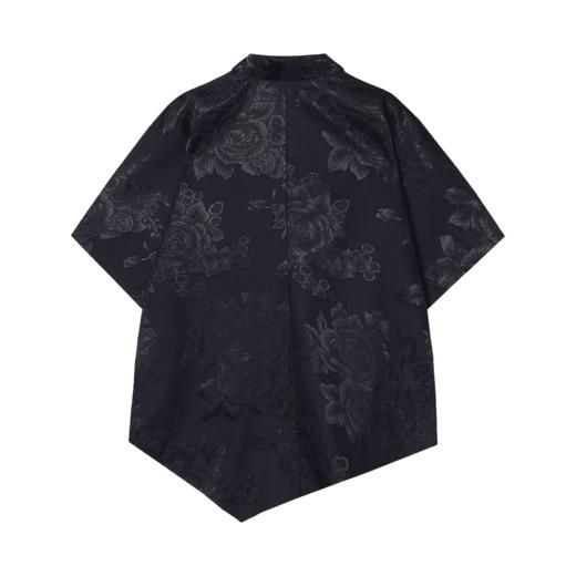 CS52夏季国风新款牡丹提花男士国潮中式衬衫复古宽松印花 商品图5