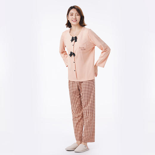 都市丽人睡衣好睡好眠长袖家居服RC50/50双面薄女士棉质套装LHT2M6 商品图2