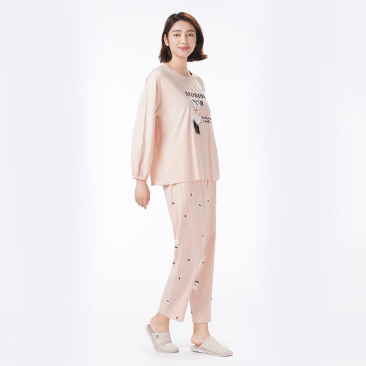 都市丽人睡衣生活家居长袖家居服26支CVC单面薄女士棉质套装LHT2M1 商品图2