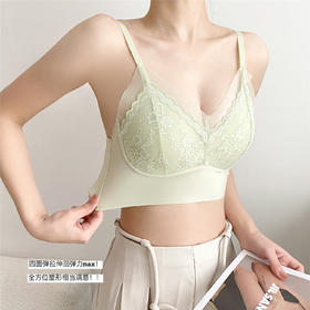 【49.9元2件❗️】法式珠光纱蕾丝边无痕一体洞洞杯薄款透气无钢圈聚拢文胸美背内衣HLY
