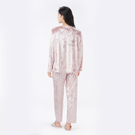 都市丽人睡衣舒适外出长袖家居服钻石绒厚女士丝绒套装LHT2T1 商品图3