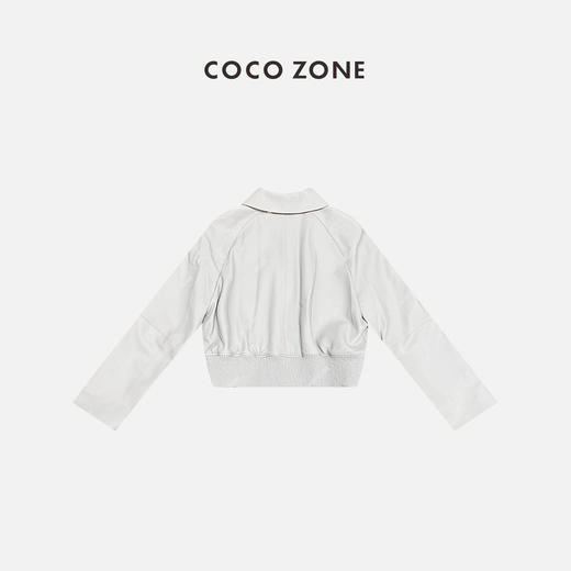COCO ZONE真羊皮高级感polo领皮衣排扣松紧外套23C29538 商品图1