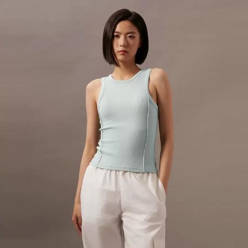 CK Jeans女简约刺绣螺纹弹力拉链内搭针织背心J223929 商品图1