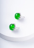 722-8 镶钻四爪绿玉髓耳钉 鸽子蛋型素面【8mm】【12mm】 商品缩略图1