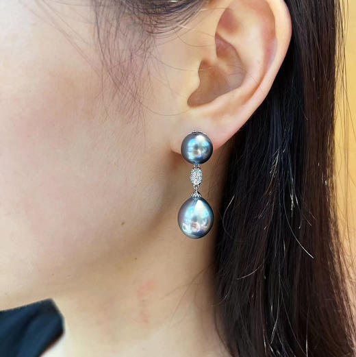 BY EVITA系列 18K镶钻石、大溪地珍珠和爱迪生珍珠 耳坠 商品图4