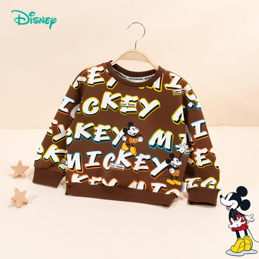 【商城同款】迪士尼童装男童卫衣春季儿童宽松休闲圆领卡通印花上衣2024新款ZD3DS025 商品图2