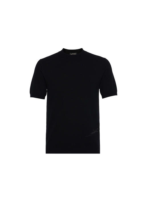 callisto黑色羊毛混纺短袖毛衣 商品图0