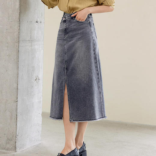 玳莎女2024年早秋新款百搭时尚斜门襟牛仔半裙 EC34301 商品图1