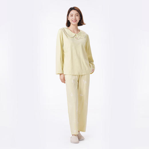 都市丽人睡衣生活家居长袖家居服单面无尘棉薄女士棉质套装LHT2N7 商品图1