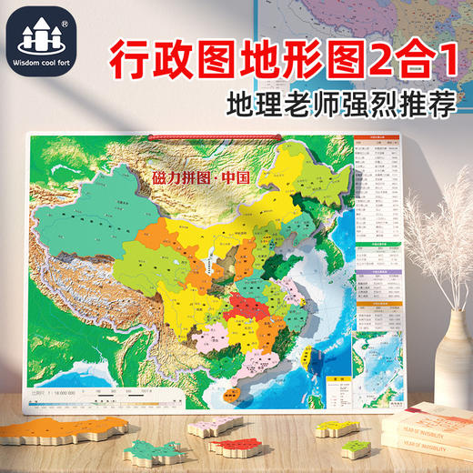 【赠送放大镜和政区图】大号木制磁性中国地图拼图幼儿童早教玩具小学生地理知识学习教具 商品图0