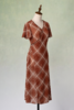 荷言GL 何知 棕红色格纹复古连衣裙波浪袖凉感夏季 商品缩略图3
