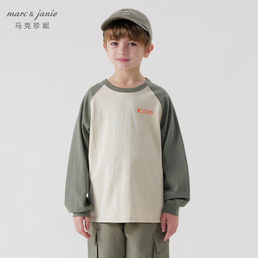 [山系户外]马克珍妮男女童纯棉拼色长袖T恤儿童春秋款上衣241177 商品图1